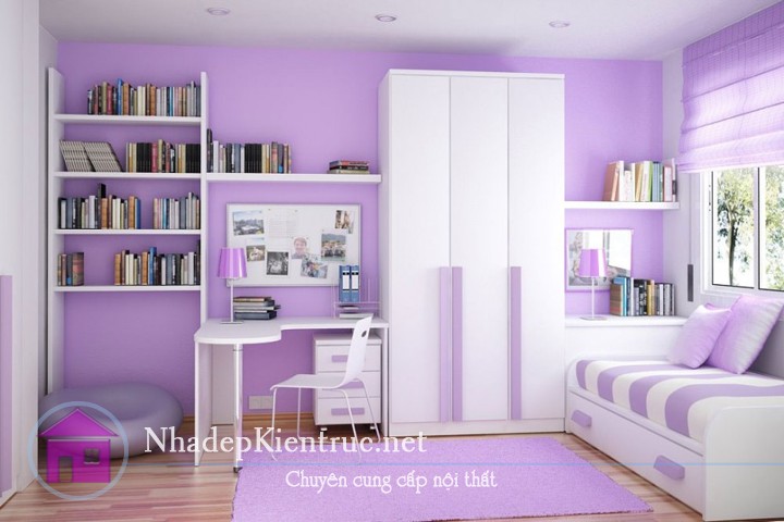 trang trí phòng ngủ màu tím 2