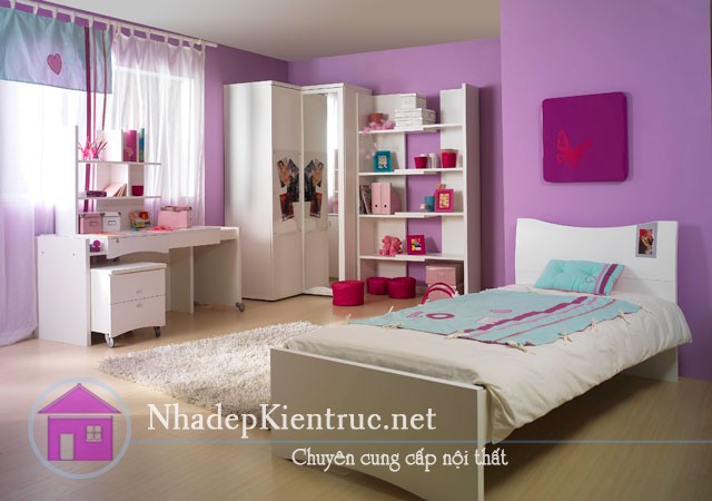 trang trí phòng ngủ màu tím 3