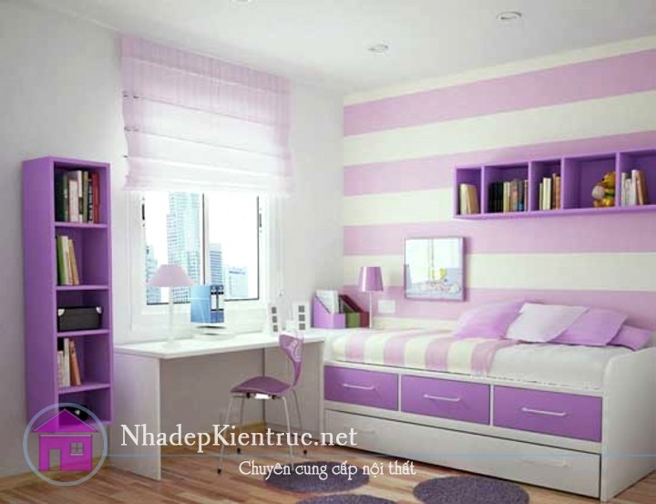 trang trí phòng ngủ màu tím 5