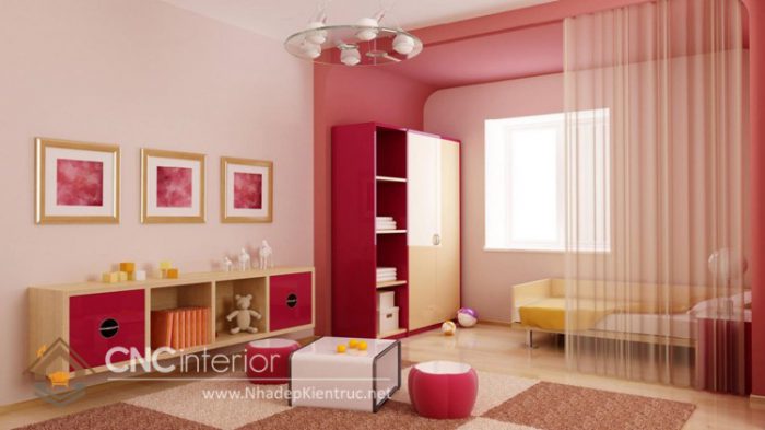 phòng ngủ màu hồng 2