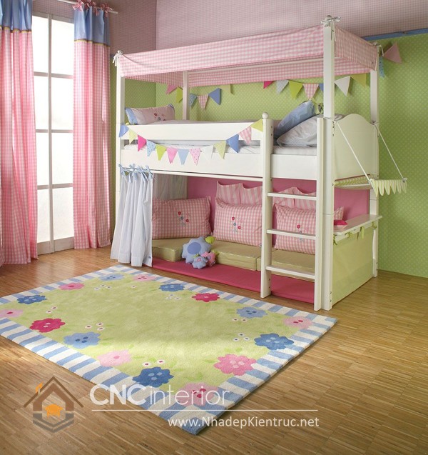 Giường đẹp hai tầng cho bé gái
