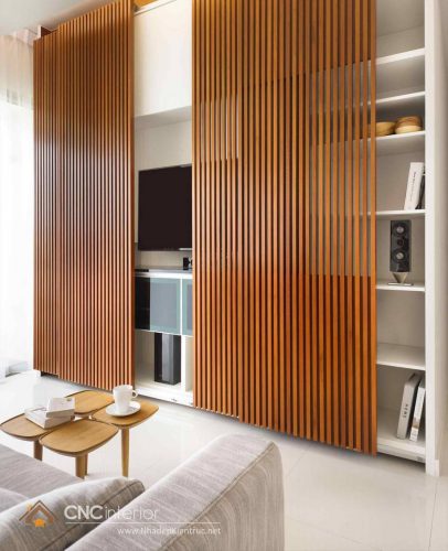 Trang trí tường phòng khách bằng gỗ 15