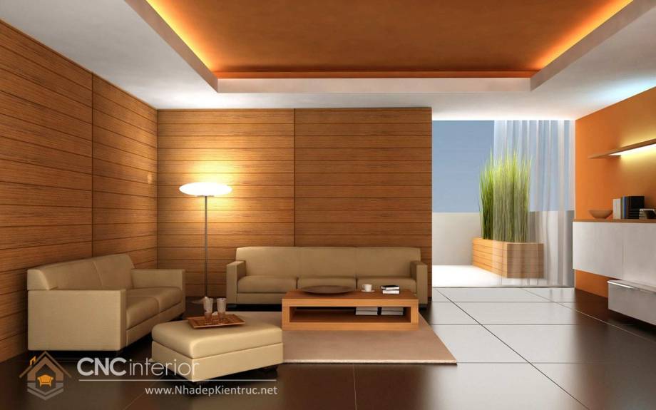Trang trí tường phòng khách bằng gỗ 3
