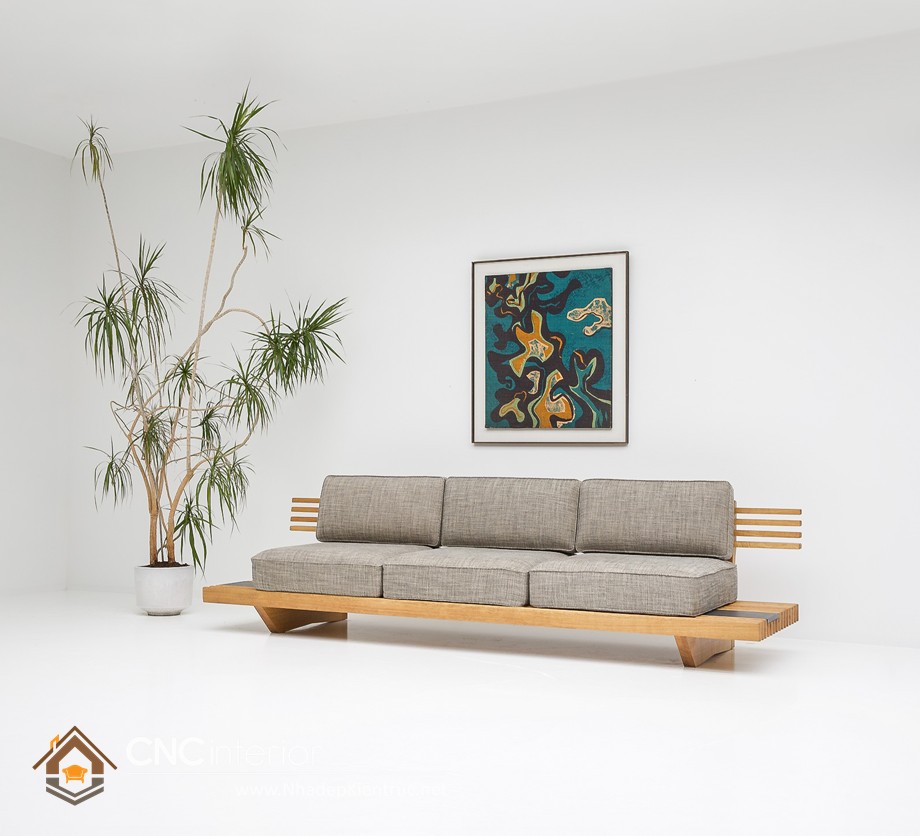 Sofa gỗ chân thấp bọc vải canvas 13